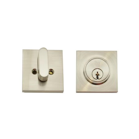 Weslock Square SGL CYL DBolt ADJ Latch Round Corner Full Lip stk Satin Nickel 00771-N-NFR22